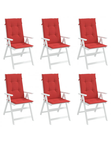 Cuscini per Sedie 6 pz Rossi 120x50x3 cm in Tessuto