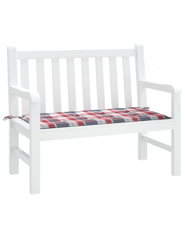 Cuscino per Panca a Quadri Rossi 100x50x3 cm Tessuto Oxford