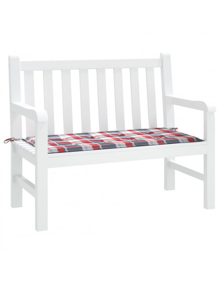 Cuscino per Panca a Quadri Rossi 100x50x3 cm Tessuto Oxford