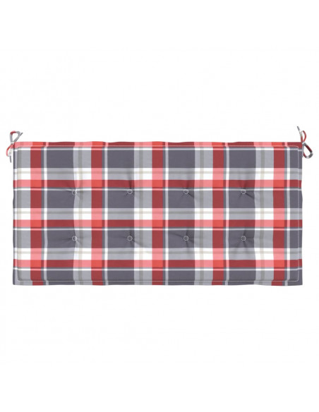 Cuscino per Panca a Quadri Rossi 100x50x3 cm Tessuto Oxford