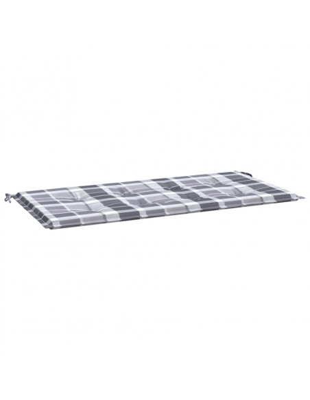 Cuscino per Panca a Quadri Grigi 100x50x3cm Tessuto Oxford