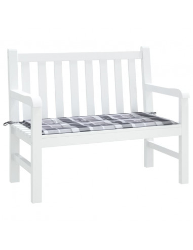 Cuscino per Panca a Quadri Grigi 100x50x3cm Tessuto Oxford