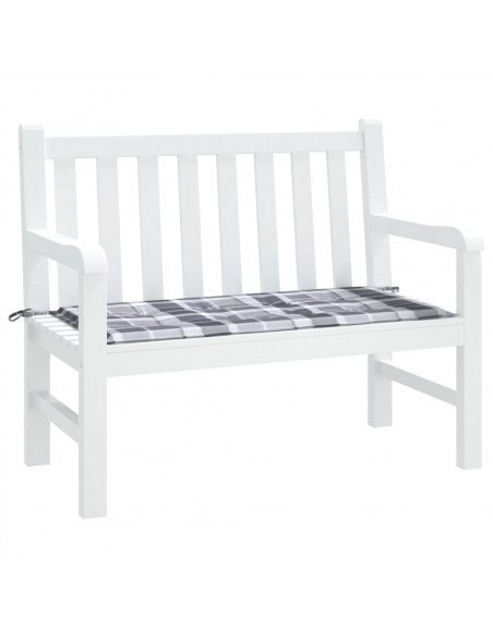 Cuscino per Panca a Quadri Grigi 100x50x3cm Tessuto Oxford