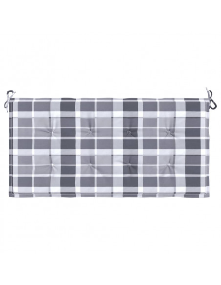 Cuscino per Panca a Quadri Grigi 100x50x3cm Tessuto Oxford