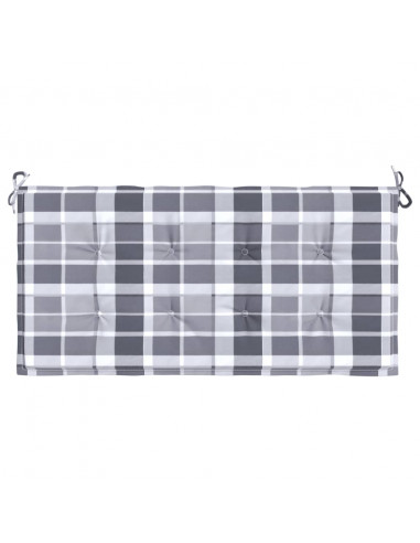 Cuscino per Panca a Quadri Grigi 120x50x3 cm Tessuto Oxford