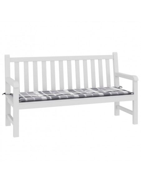 Cuscino per Panca a Quadri Grigi 150x50x3 cm Tessuto Oxford
