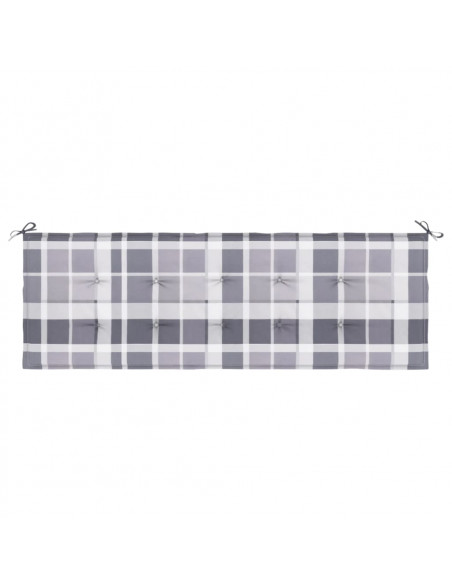 Cuscino per Panca a Quadri Grigi 150x50x3 cm Tessuto Oxford