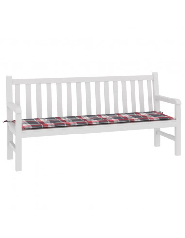 Cuscino per Panca a Quadri Rossi 180x50x3 cm Tessuto Oxford