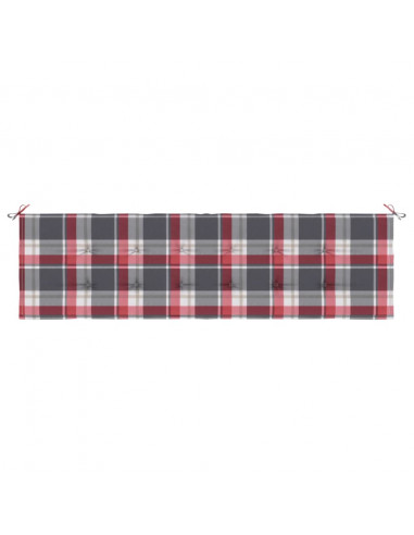 Cuscino per Panca a Quadri Rossi 180x50x3 cm Tessuto Oxford