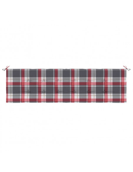 Cuscino per Panca a Quadri Rossi 180x50x3 cm Tessuto Oxford