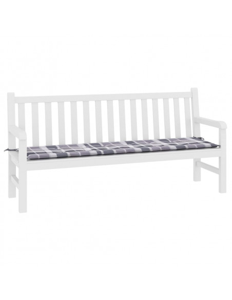 Cuscino per Panca a Quadri Grigi 180x50x3 cm Tessuto Oxford