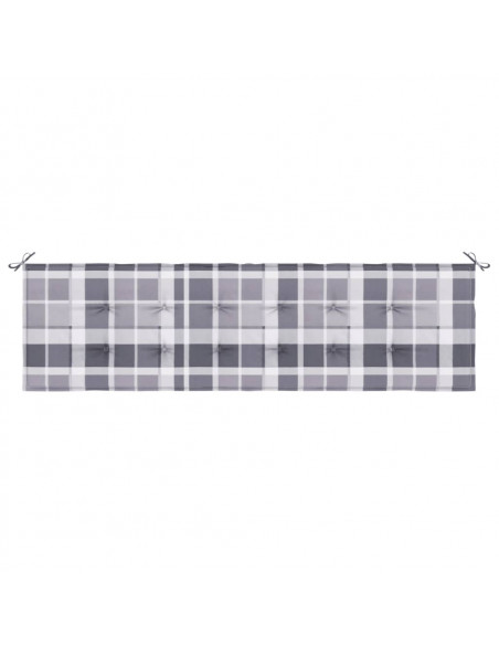 Cuscino per Panca a Quadri Grigi 180x50x3 cm Tessuto Oxford