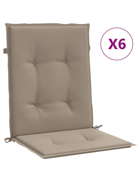 Cuscini per Sedia 6 pz Tortora 100x50x3 cm in Tessuto Oxford