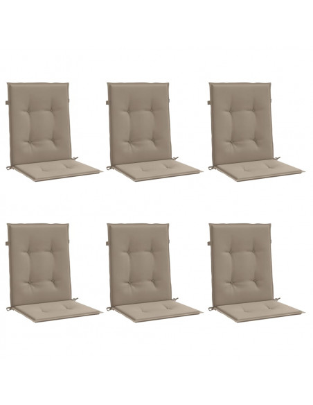 Cuscini per Sedia 6 pz Tortora 100x50x3 cm in Tessuto Oxford