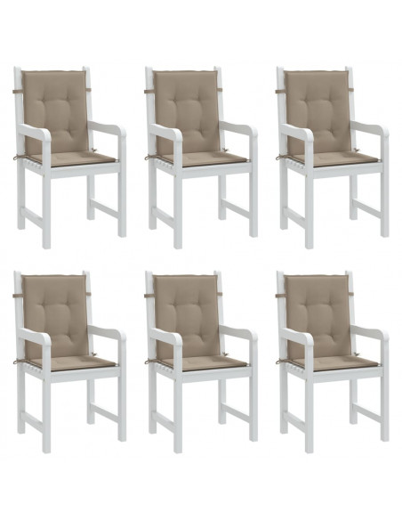 Cuscini per Sedia 6 pz Tortora 100x50x3 cm in Tessuto Oxford