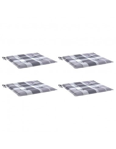 Cuscini per Sedia 4 pz a Quadri Grigi 50x50x3 cm Tessuto Oxford