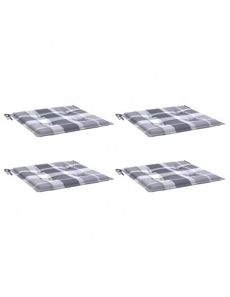 Cuscini per Sedia 4 pz a Quadri Grigi 50x50x3 cm Tessuto Oxford