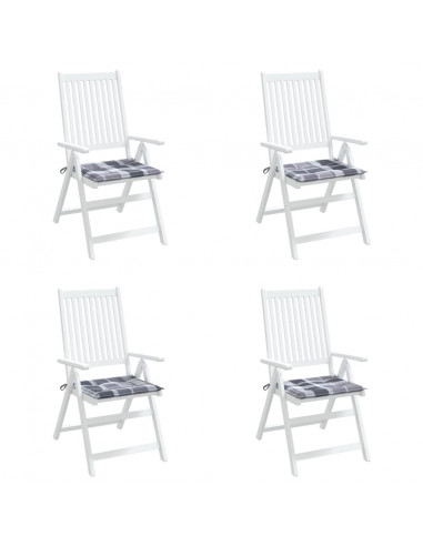 Cuscini per Sedia 4 pz a Quadri Grigi 50x50x3 cm Tessuto Oxford