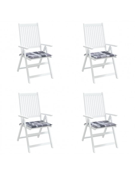 Cuscini per Sedia 4 pz a Quadri Grigi 50x50x3 cm Tessuto Oxford