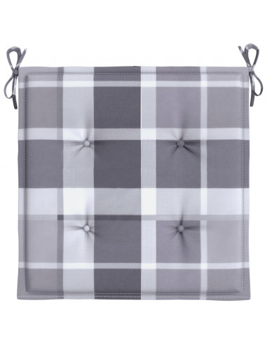Cuscini per Sedia 4 pz a Quadri Grigi 50x50x3 cm Tessuto Oxford