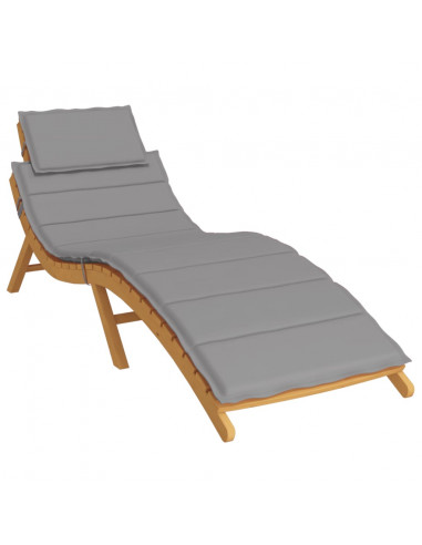 Cuscino per Lettino Grigio 186x58x3 cm in Tessuto Oxford