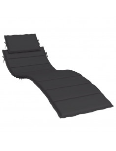 Cuscino per Lettino Nero 186x58x3 cm in Tessuto Oxford 2