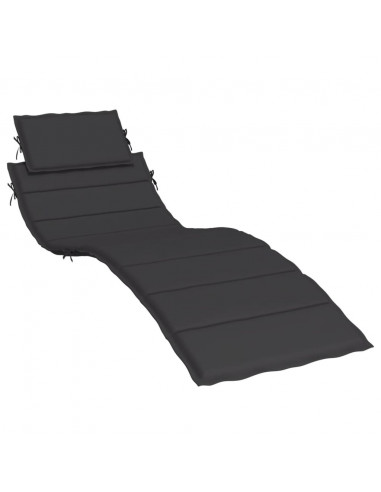 Cuscino per Lettino Nero 186x58x3 cm in Tessuto Oxford