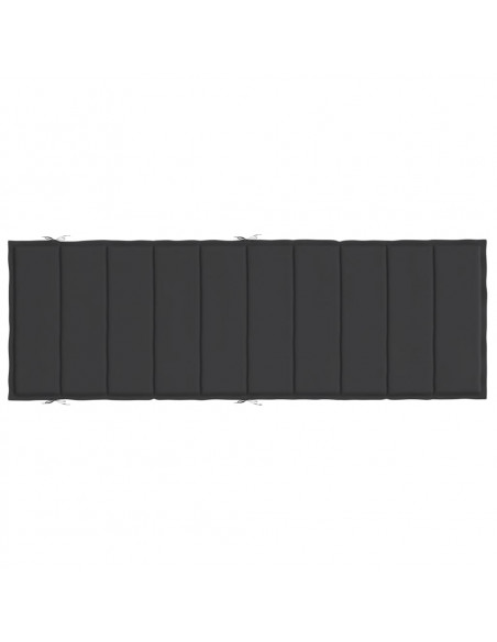 Cuscino per Lettino Nero 186x58x3 cm in Tessuto Oxford