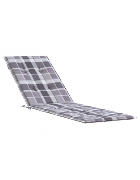 Cuscino per Sedia a Sdraio Grigio a Quadri (75+105)x50x3 cm