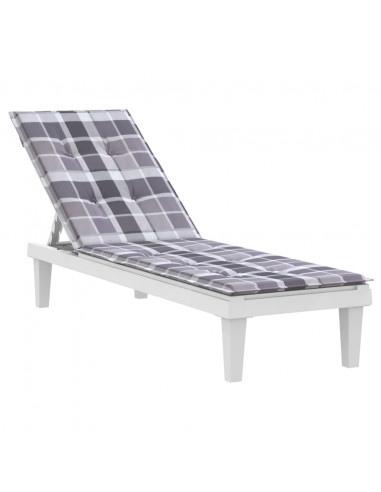 Cuscino per Sedia a Sdraio Grigio a Quadri (75+105)x50x3 cm