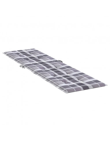 Cuscino per Sedia a Sdraio Grigio a Quadri (75+105)x50x3 cm