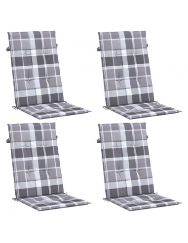 Cuscini per Sedie 4 pz Grigi a Quadri 120x50x3 cm in Tessuto