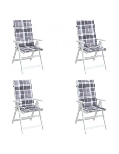 Cuscini per Sedie 4 pz Grigi a Quadri 120x50x3 cm in Tessuto
