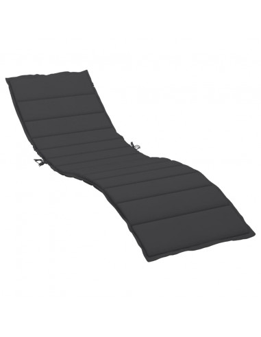 Cuscino per Lettino Nero 200x50x3 cm in Tessuto Oxford