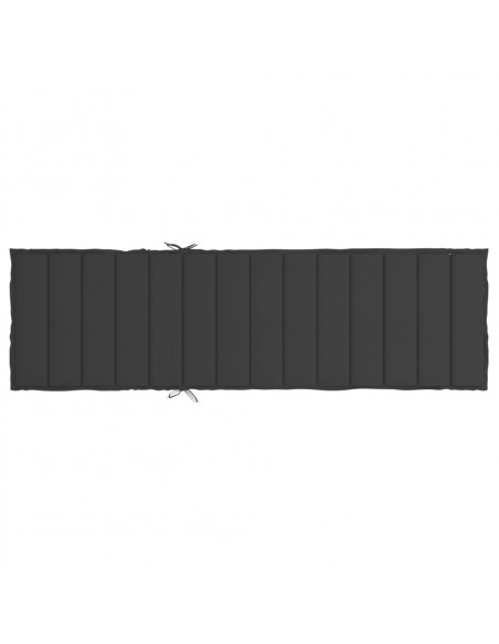 Cuscino per Lettino Nero 200x50x3 cm in Tessuto Oxford