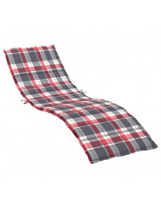 Cuscino per Lettino a Quadri Rossi 200x50x3cm Tessuto Oxford 2