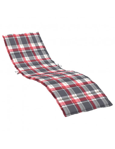 Cuscino per Lettino a Quadri Rossi 200x50x3cm Tessuto Oxford