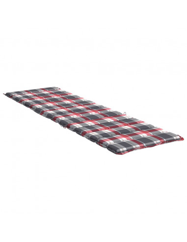 Cuscino per Lettino a Quadri Rossi 200x50x3cm Tessuto Oxford