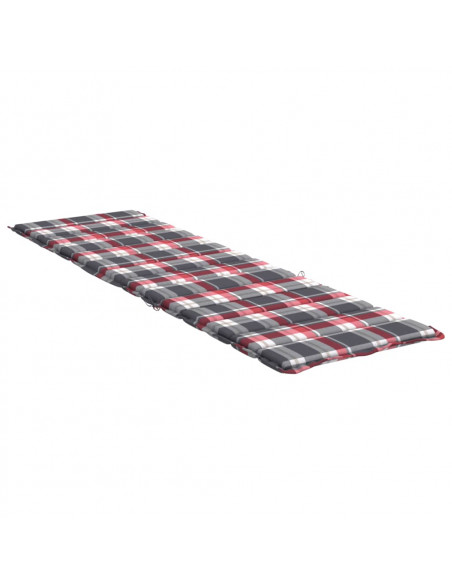 Cuscino per Lettino a Quadri Rossi 200x50x3cm Tessuto Oxford