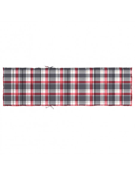 Cuscino per Lettino a Quadri Rossi 200x50x3cm Tessuto Oxford
