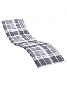 Cuscino per Lettino a Quadri Grigi 200x50x3cm Tessuto Oxford 2