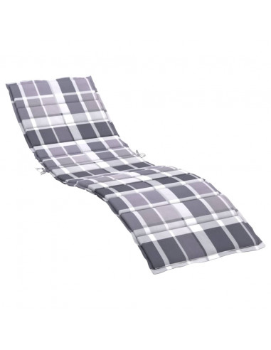 Cuscino per Lettino a Quadri Grigi 200x50x3cm Tessuto Oxford