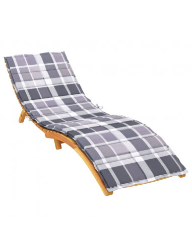 Cuscino per Lettino a Quadri Grigi 200x50x3cm Tessuto Oxford