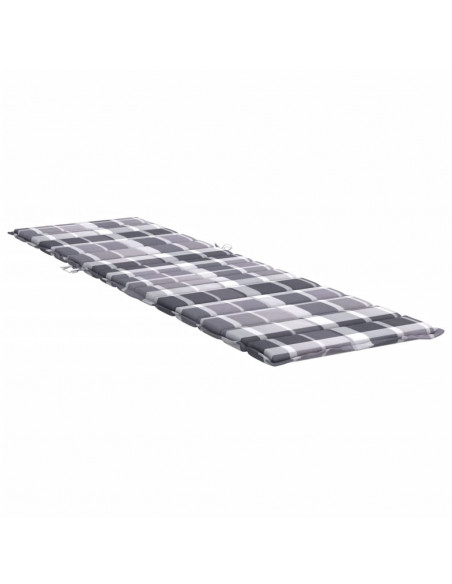 Cuscino per Lettino a Quadri Grigi 200x50x3cm Tessuto Oxford