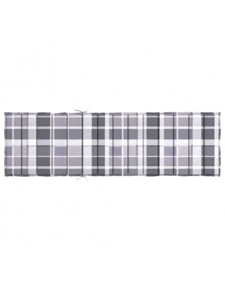 Cuscino per Lettino a Quadri Grigi 200x50x3cm Tessuto Oxford