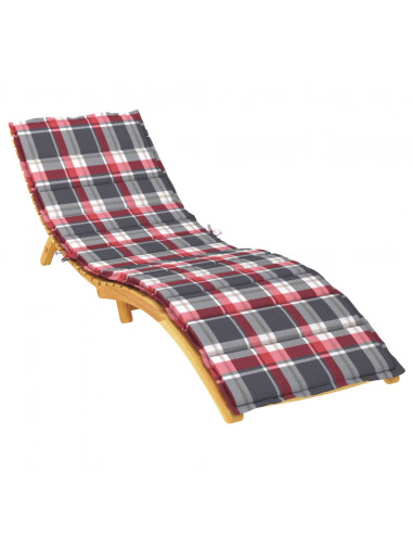 Cuscino per Lettino a Quadri Rossi 200x60x3 cm Tessuto Oxford