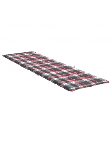 Cuscino per Lettino a Quadri Rossi 200x60x3 cm Tessuto Oxford