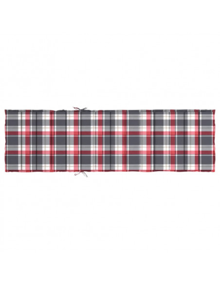 Cuscino per Lettino a Quadri Rossi 200x60x3 cm Tessuto Oxford