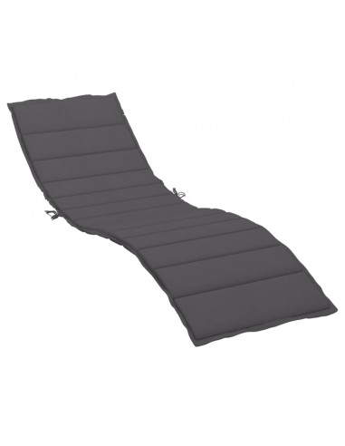 Cuscino per Lettino Antracite 200x70x3 cm in Tessuto Oxford