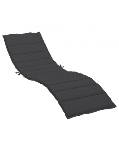 Cuscino per Lettino Nero 200x70x3 cm in Tessuto Oxford